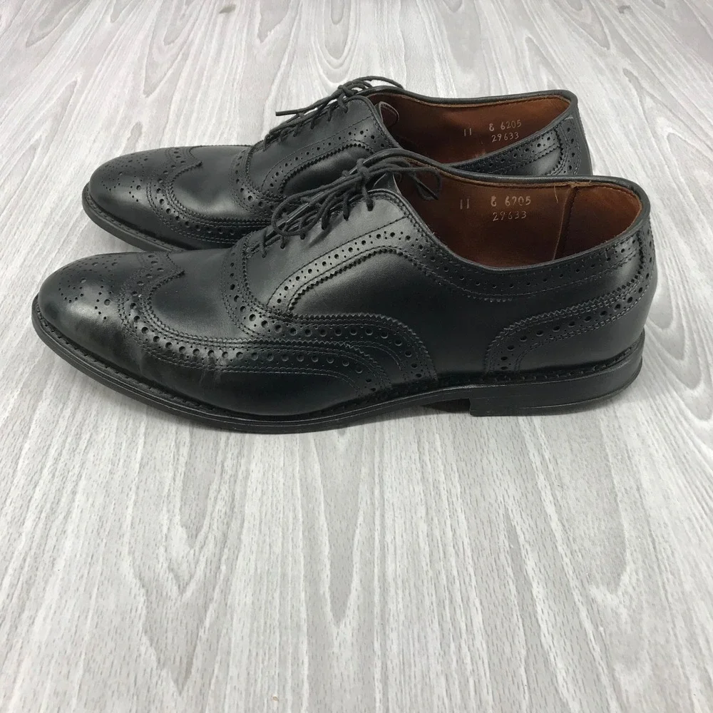 Allen Edmonds McAllister Black Leather Wingtip Oxford Dress Shoes Mens 11 E 6205